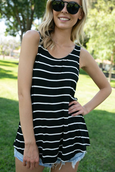 e Luna STRIPE JERSEY TANK TOP