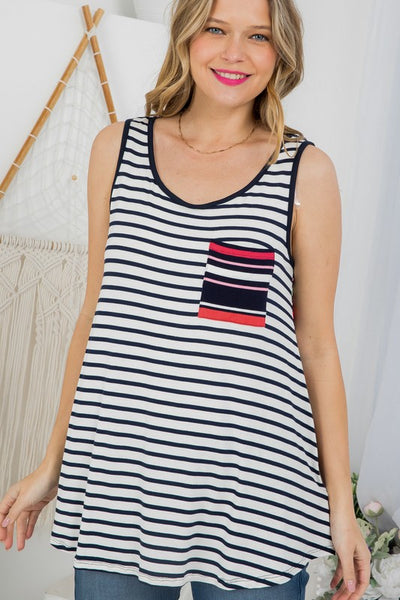 e Luna PLUS MIXED STRIPE TANK TOP