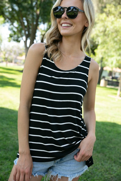 e Luna STRIPE JERSEY TANK TOP