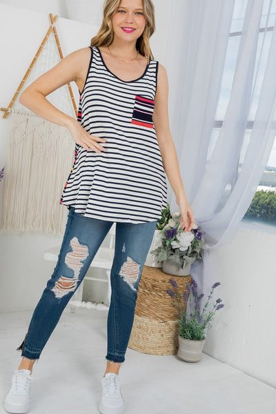 e Luna PLUS MIXED STRIPE TANK TOP