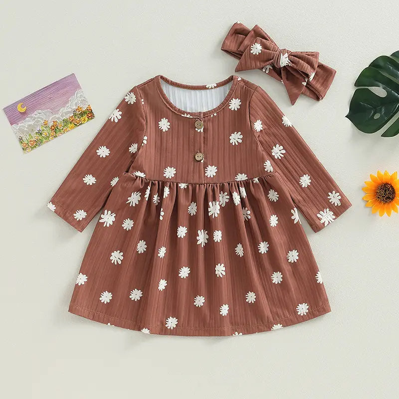 PREORDER: Ribbed Long Sleeve Daisy Dress TSC