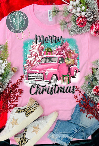 MERRY CHRISTMAS PINK TRUCK-TSC