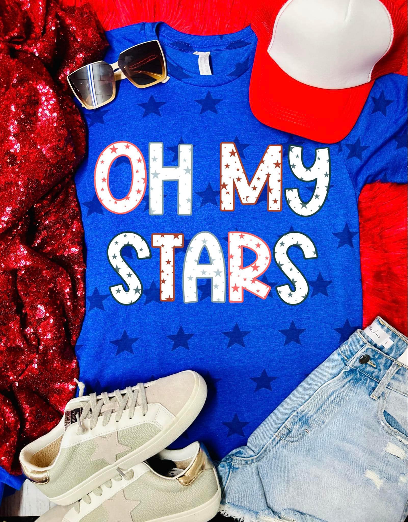 Oh My Stars Blue Code Five Star Tee